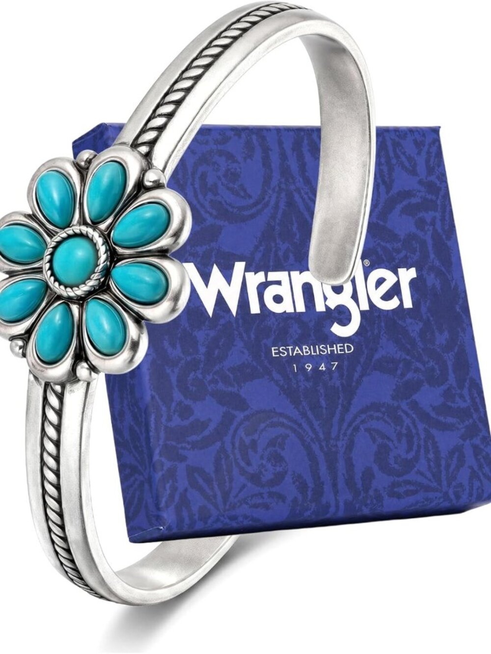 Turquoise Flower Open Cuff Bracelet for Women | Western Style Jewelry Accessory